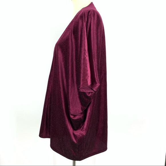 Madden NYC Maroon Open Front Cardigan One Size - Picture 2 of 7